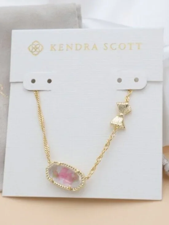 NEW Kendra Scott Elisa Bow Gold Rosa Beaux Necklace - Picture 1 of 3